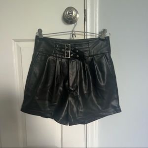 Leather Black Shorts